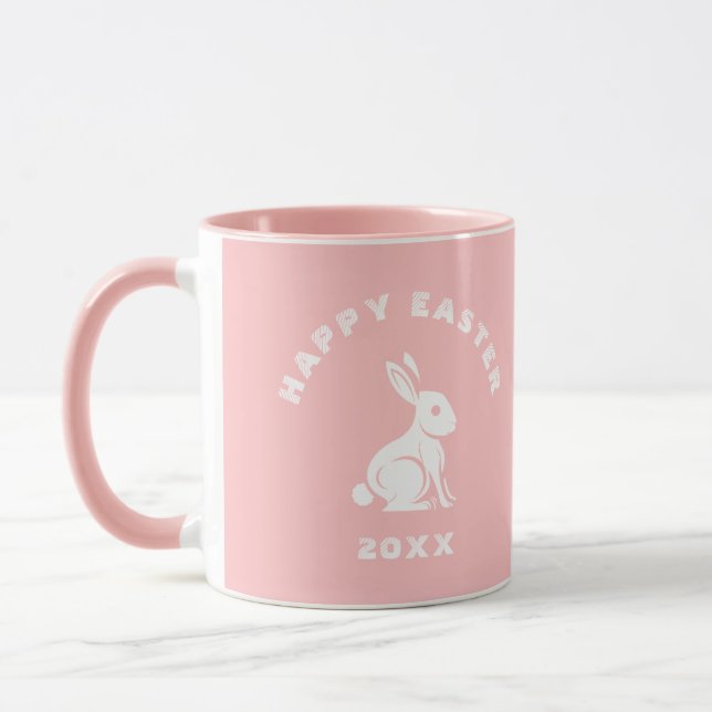 Mug Cool Pastel Rose Blanc Joyeux lapin de Pâques lapi (Gauche)