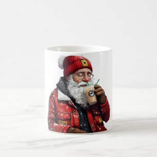 Mug Cool Père Noël Boire du café glacé Art de Noël