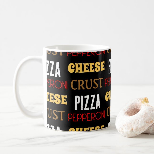 Mug Cool plaisir pizza pepperoni fromage croûte texte  (Avec donut)