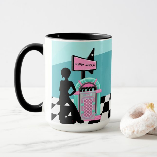 Mug Cool retro juke box customizable (Avec donut)