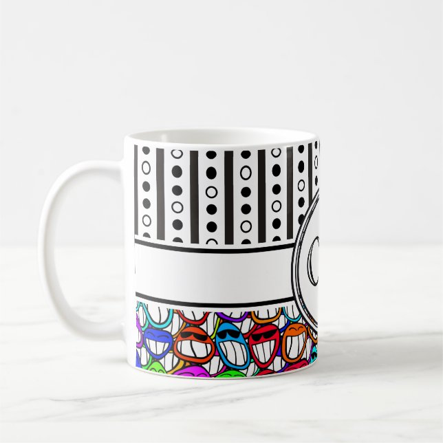 Mug Cool Smiling Visages Motif I + votre monogramme (Gauche)