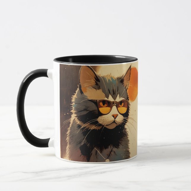 Mug Cool Streetwear Graffiti Cat with Sunglasses  (Gauche)