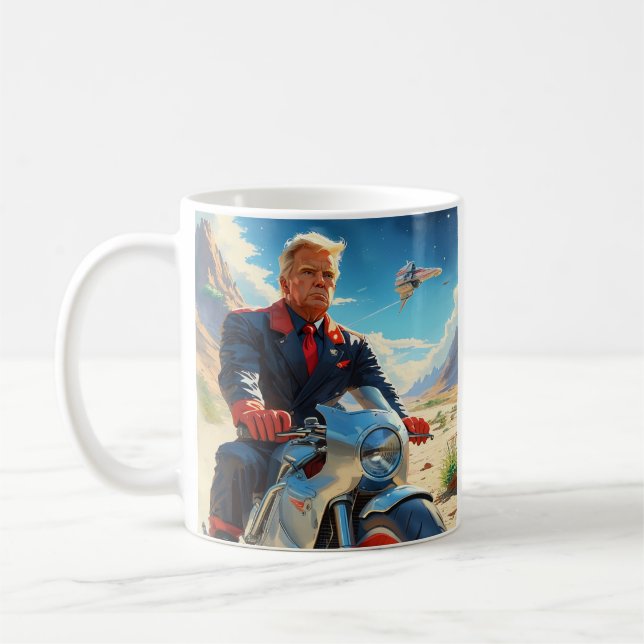 Mug cool Trump Motorcycle Alien Planète spatiale MAGA (Gauche)