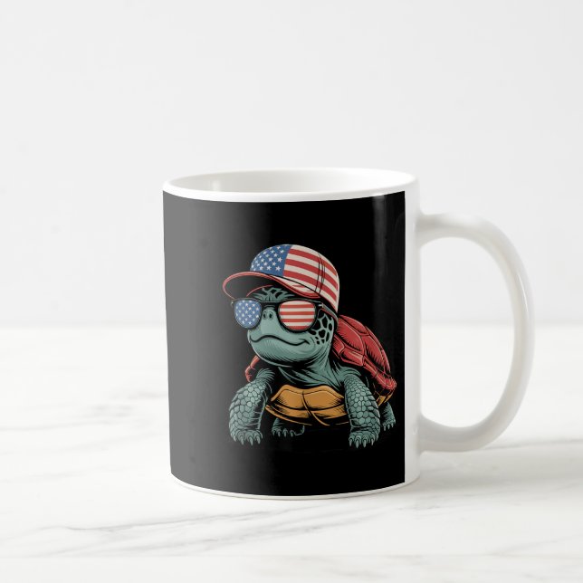 Mug Cool Turtle USA Drapeau Lunettes de soleil Indépen (Droite)