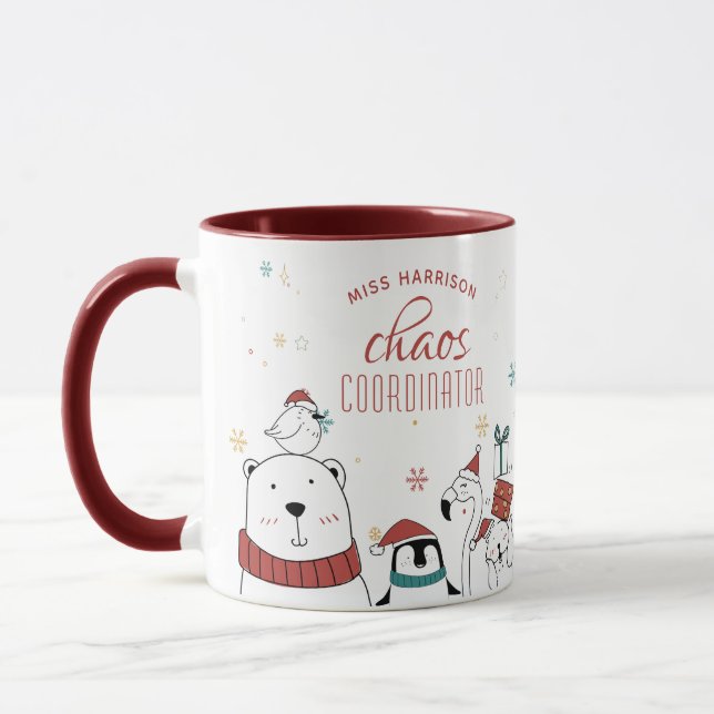 Mug Coordinateur du Chaos de Noël Café personnalisé (Gauche)