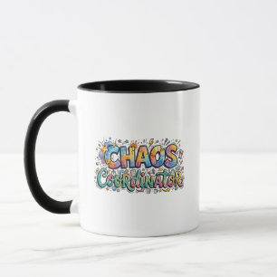 Mug Coordonnateur de chaos Doodle Coloré Café Deux Ton