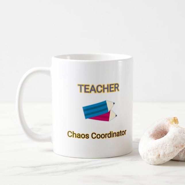 Mug Coordonnateur de chaos enseignant Citations drôles (Avec donut)