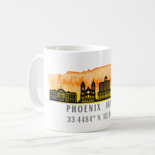 Mug Coordonnées de la carte Phoenix Skyline