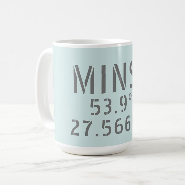 Mug Coordonnées de la longitude de la latitude de Mins (Devant gauche)