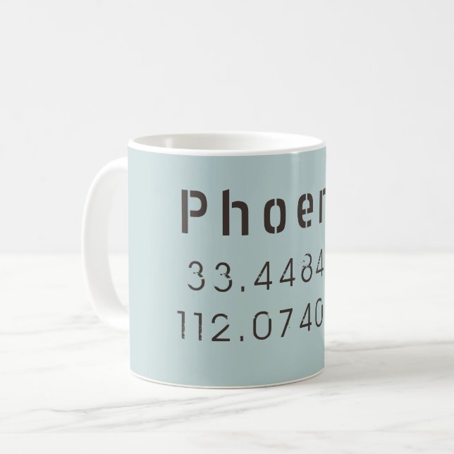 Mug Coordonnées de latitude et de longitude de Phoenix (Devant gauche)