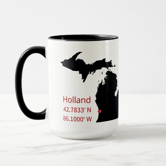 Mug Coordonnées GPS de Holland Michigan (Gauche)