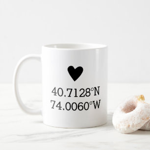 Mug Coordonnées personnalisées Anniversaire Valentin