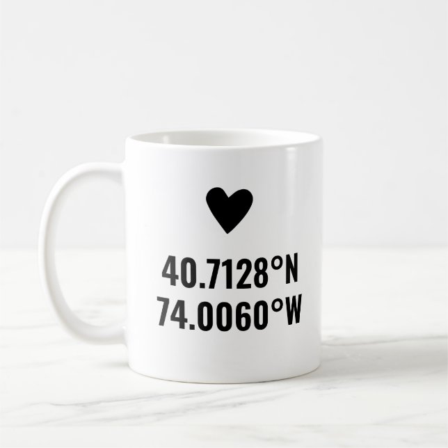 Mug Coordonnées personnalisées Longitude Latitude Vale (Gauche)