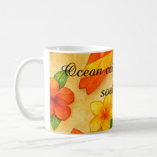 Mug Copacabana Beach Watercolor Floral Tropical (Gauche)