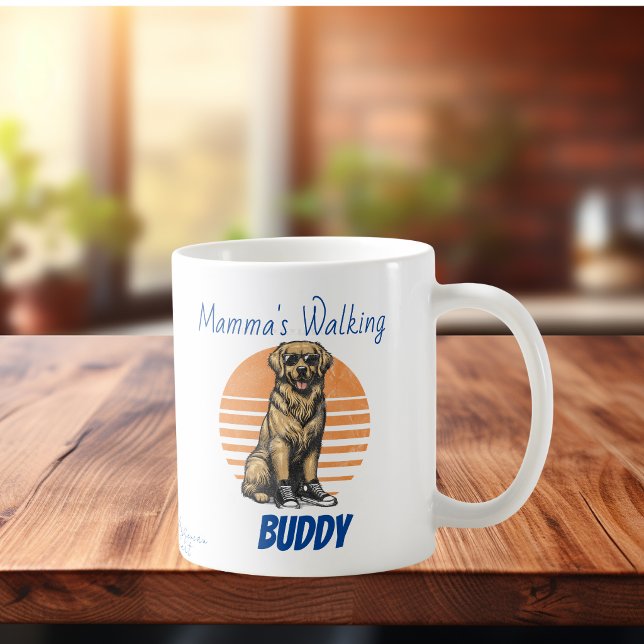 Mug Copain de marche de maman mignonne (Fun Design of a golden Retriever, Personalize)