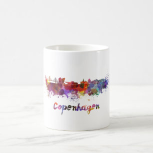 Mug Copenhague skyline in watercolor