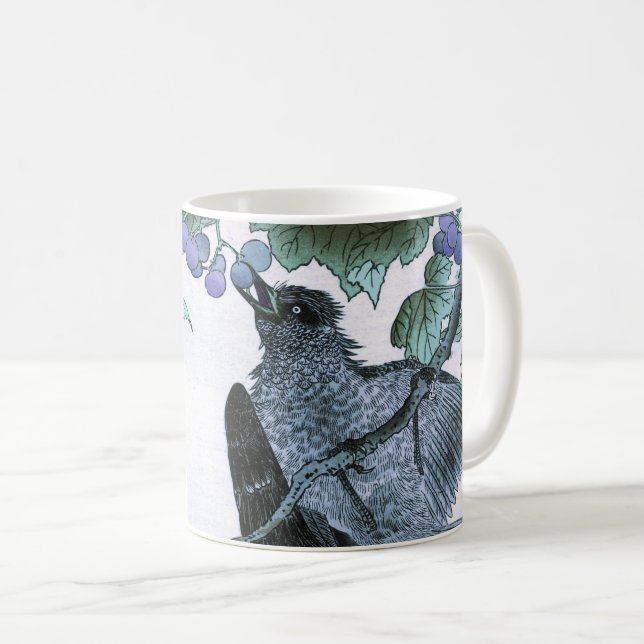 Mug Copie d'Ukiyo-e de Japonais d'un oiseau mangeant (Devant droit)