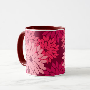 Mug Copie florale moderne de kimono, rose de corail et