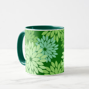 Mug Copie florale moderne de kimono, vert de chaux