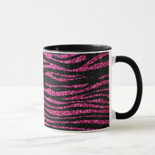 Mug Copie rose et noire de zèbre bling (parties