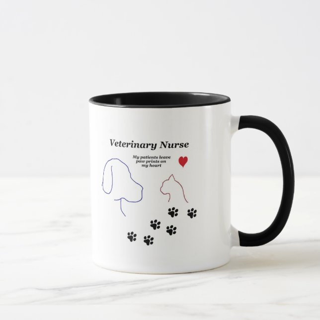 Mug Copies vétérinaires d'Infirmière-Patte sur mon (Droite)