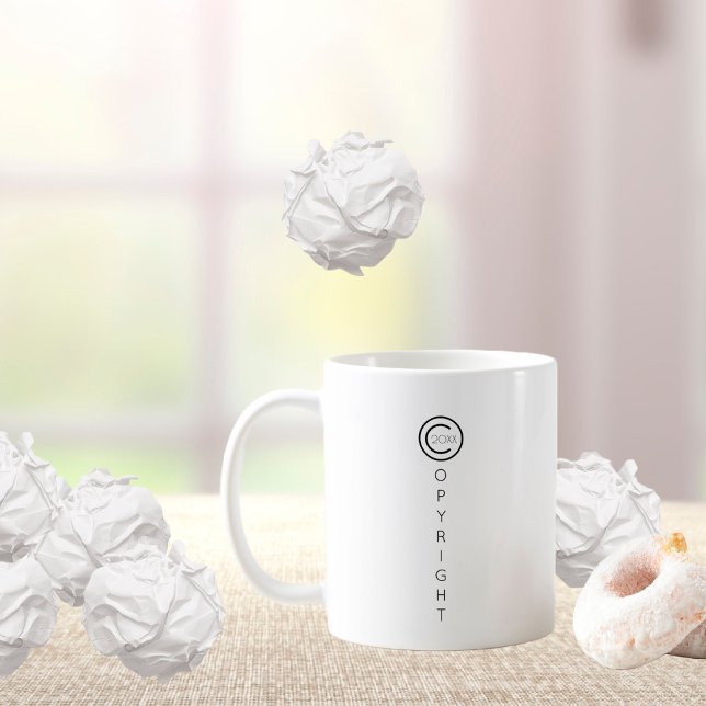 Mug Copyright Moderne Noir et Blanc Typographique (Créateur téléchargé)