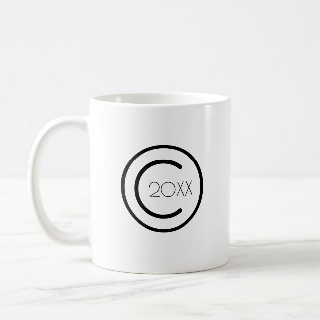 Mug Copyright Moderne Typographique Blanc (Gauche)