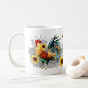 Mug Coq avec tournesol Aquarelle personnalisée
