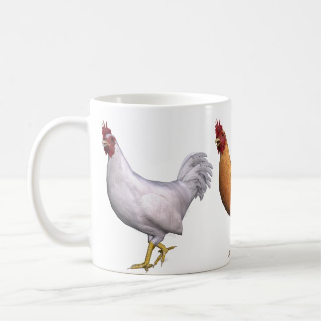 Mug Coq blanc orange et noir (Gauche)
