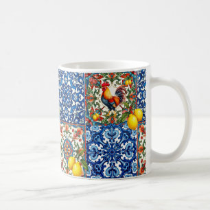 Mug Coq coloré, Méditerranée, mosaïque, citron,