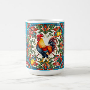 Mug Coq coloré, Méditerranée, mosaïque, citron,