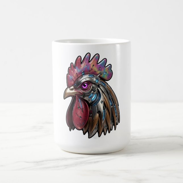 Mug Coq Cyberpunk Art mécanique iridescent (Centre)