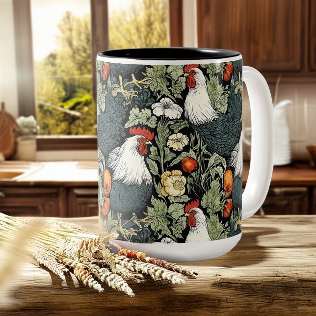 Mug Coq dans le Jardin Vert William Morris Style (Créateur téléchargé)