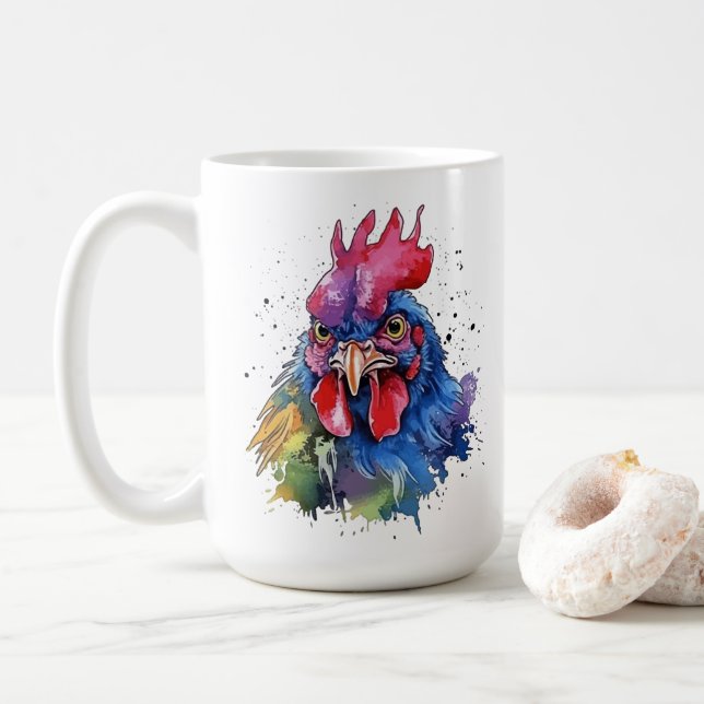 Mug Coq de campagne Style aquarelle (Avec donut)