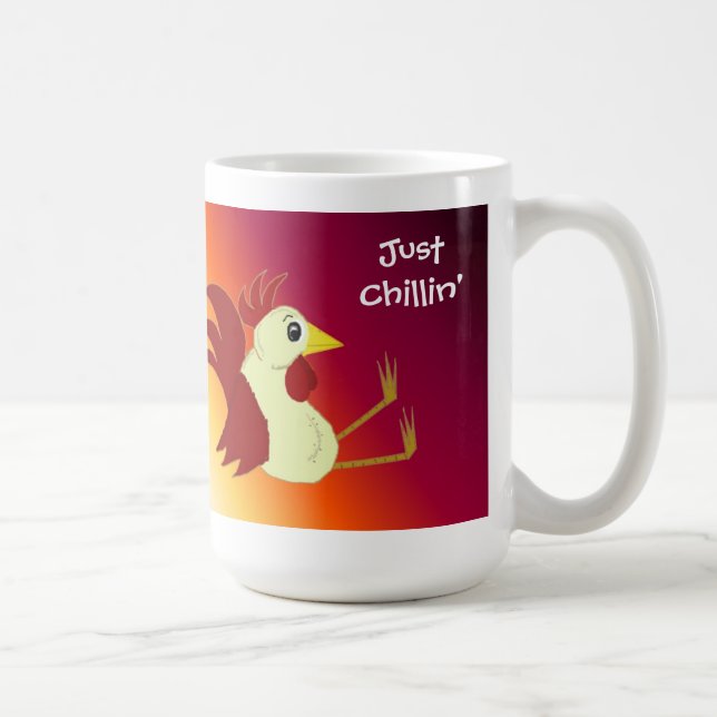 Mug Coq drôle assis en train de se détendre (Droite)