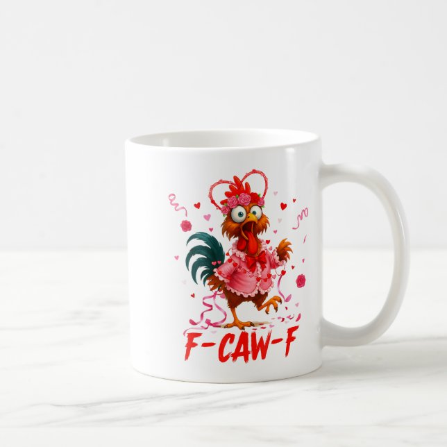 Mug Coq drôle F-caw-f Saint Valentin Poulet Fcawf (Droite)