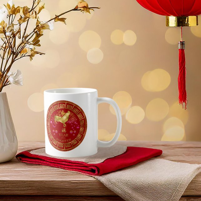 Mug Coq du zodiaque chinois Rouge/Or ID542 (Créateur téléchargé)