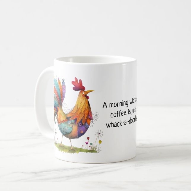 Mug Coq Fantaisiste Humour Café - Drôle (Devant gauche)