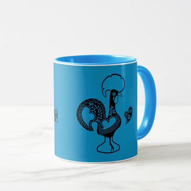 Mug Coq portugais Bom dia - Bonjour citation (Devant droit)