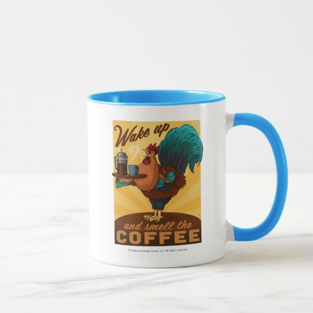 Mug Coq - Réveillez-vous et sentez le café (Droite)