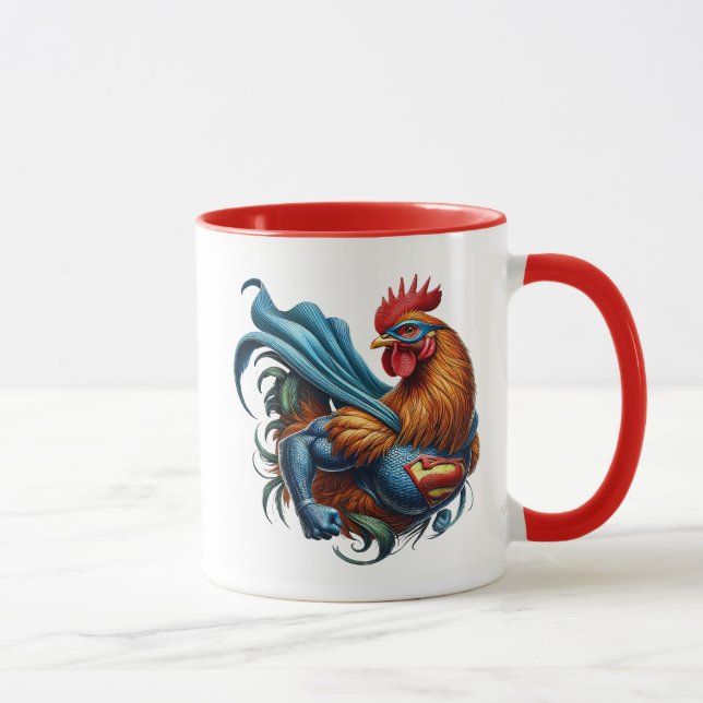 Mug Coq super-héros puissant. (Droite)