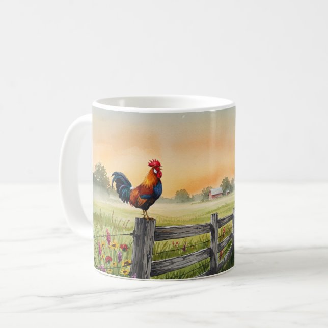 Mug Coq sur la clôture et le moulin à vent (Devant gauche)