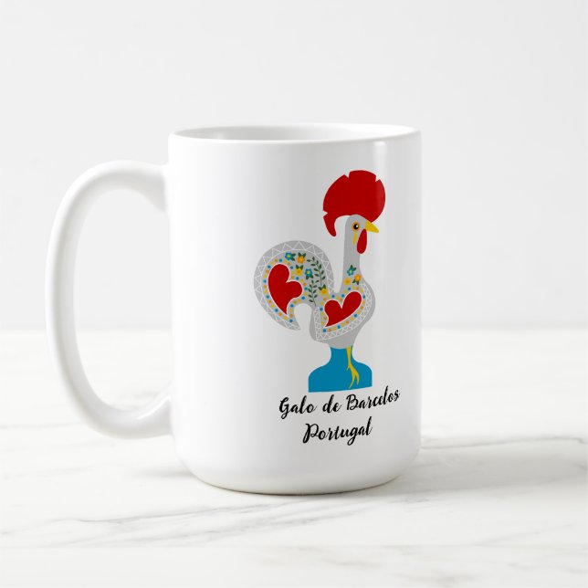 Mug Coq traditionnel de Barcelos en blanc (Gauche)