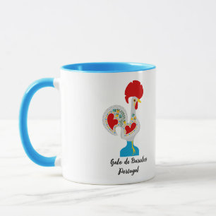 Mug Coq traditionnel de Barcelos en blanc