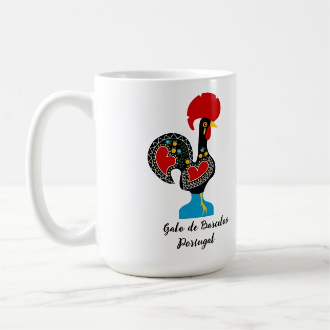 Mug Coq traditionnel de Barcelos en noir (Gauche)