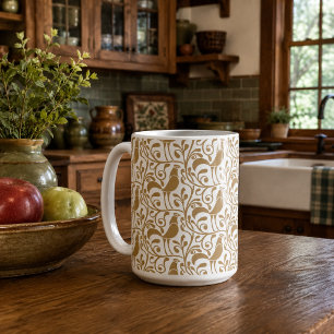 Mug Coqs de style Arts & Crafts dans un motif de feuil