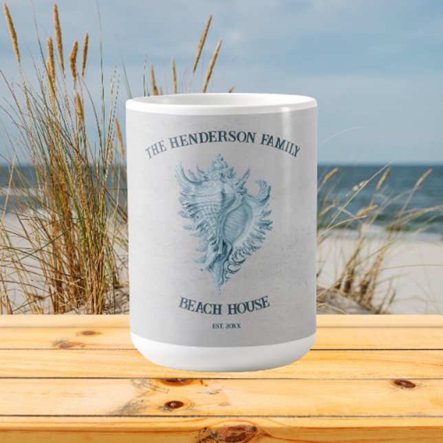 Mug Coque conique bleu (Blue Conch Shell Personalized Coffee Mug)