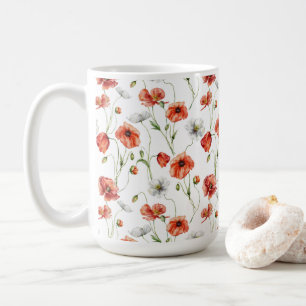 Mug Coquelicots et fleurs sauvages blanches de prairie