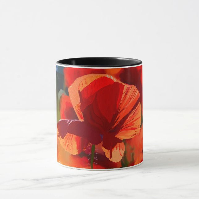 Mug coquelicots - peinture à l'huile (Centre)