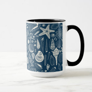 Mug Coques de mer sur bleu foncé
